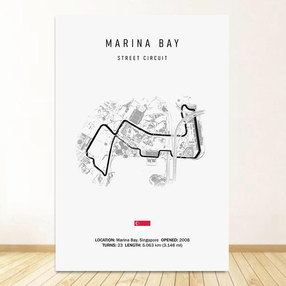 Classic Black And White Vintage Wall Art Formula 1 Imola Monaco Monza Circuit HD Oil On Canvas Posters And Home Decor Gifts