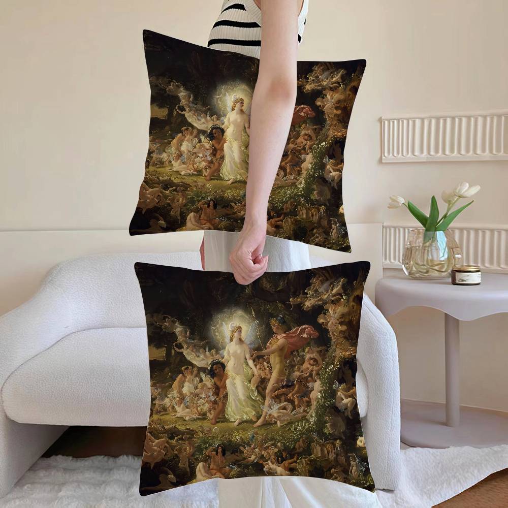 

A M-Midsummer Nights Dream Pillow Case Sofa and Living Room Decorative Cushion Covers Dust-proof and Mite-proof Invisible Zipper 12x12Inch