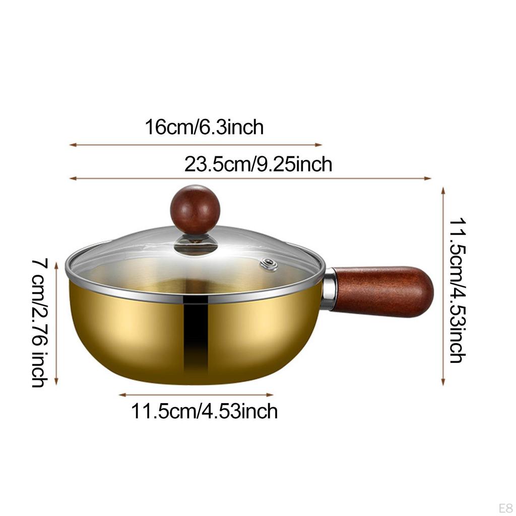 Sauce Pan Butter Warmer for Heating Portable with Wood Handle Lid Milk Pot Soup