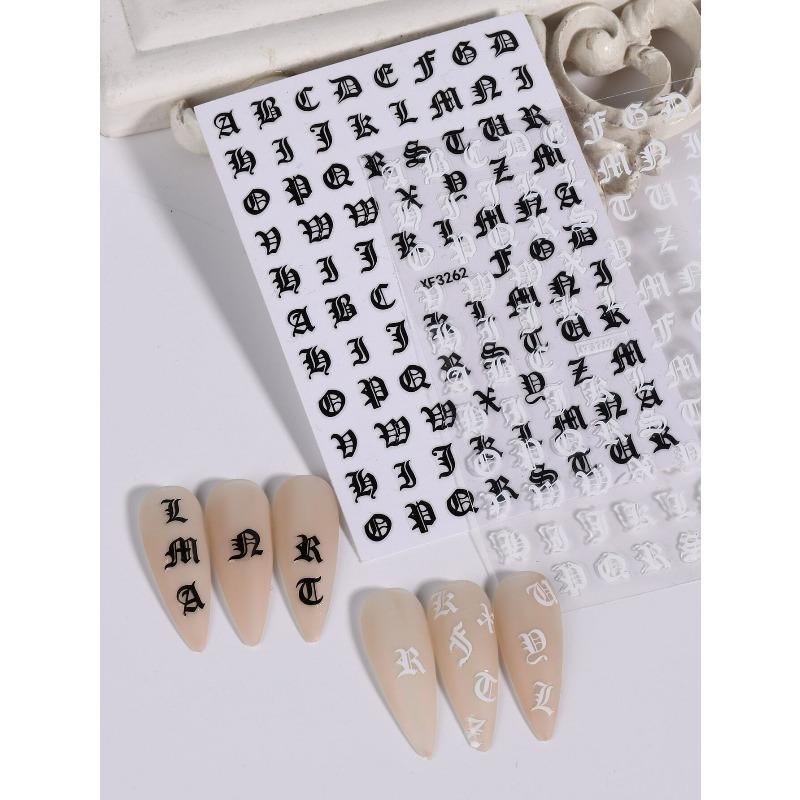 1pcs English Letter Nail Art Stickers, 3D Nail Decals DIY Nail Art Decorations, Nail Art Supplies