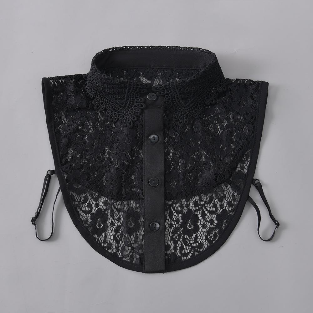 

Зимний свитер с поддельным воротником внутри, ажурный кружевной воротник, декоративный поддельный воротник, воротник-крючок из чистого хлопка чёрный