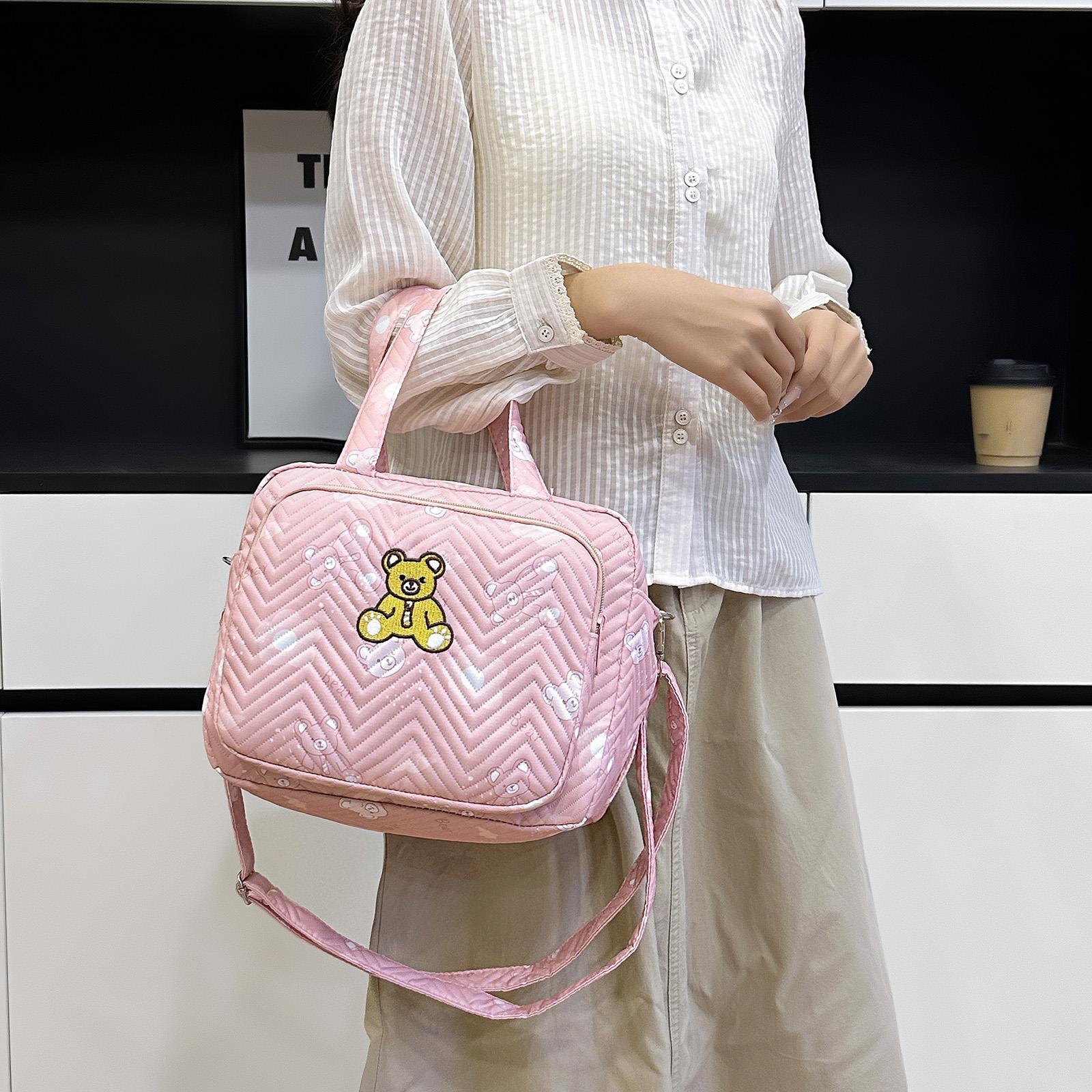 

Little Bear Small Diaper Bag Tote Adjustable Shoulder Strap Portable Stroller Baby Diaper Bag Multi-pockets for Mom Weekender світло-рожевий колір