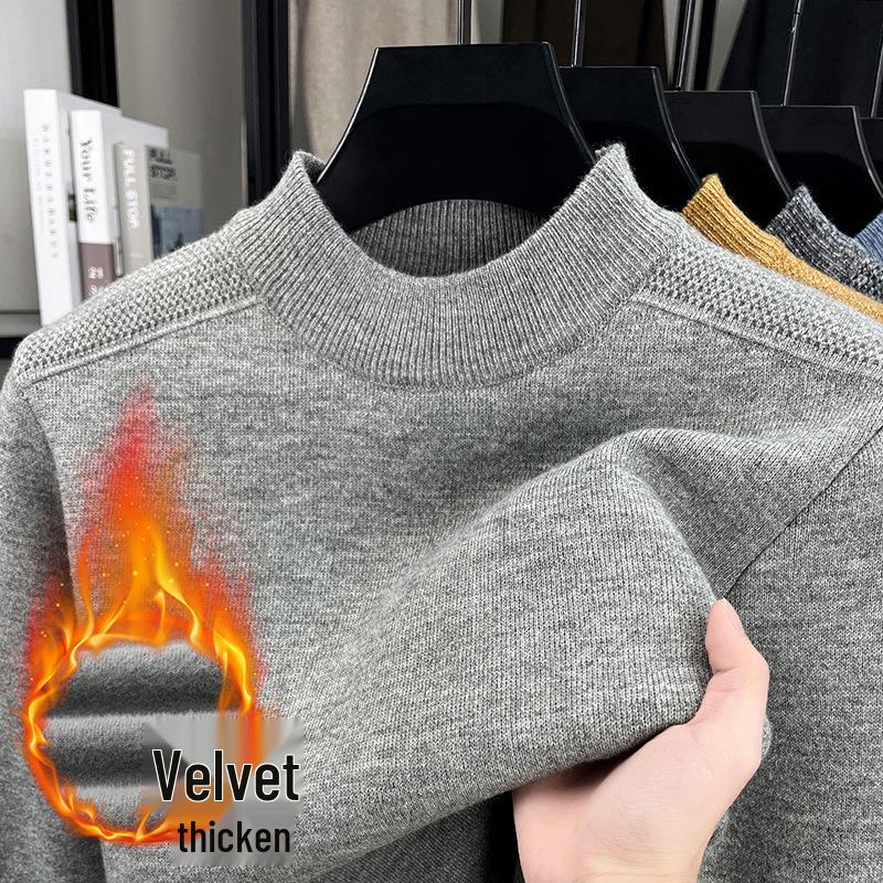 Men's Plus Velvet Thick Round Neck Anti-Pilling Fleece Pullover - Autumn/Winter 2025 Collection