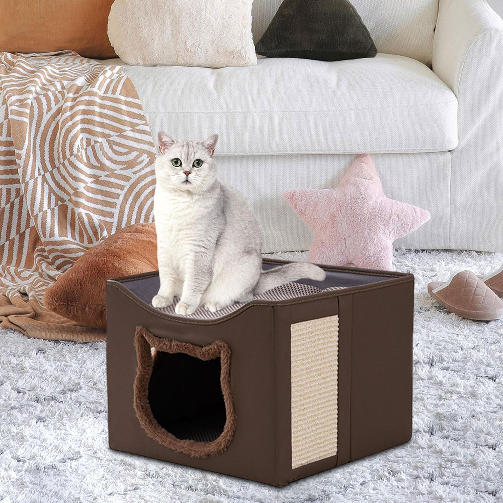 

Кровать для кошек, мебель, складная, большая, с покрытием для нескольких маленьких питомцев, котят, куб, гнездо, царапина коричневый