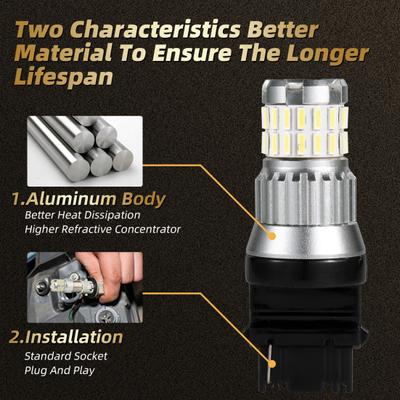 1 Paire T25 3157 P27/7W LED Feux de Recul 36SMD Plug and Play Étanche Feux de Freinage Automatiques pour Remplacement de Voiture