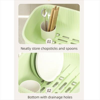 Large Capacity Dish Drainer With Roof Cover Dustproof Multifunctional Kitchen Utensils Rack Cupboard with Drain Board