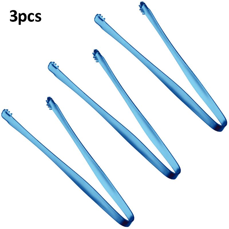 3pcs Stainless Steel Ice Clamp Thick Anti Slip Ice Clip Fruit Coffee Cube Sugar Clip Toothed Food Clip Kitchen Accessories