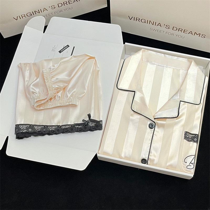 

Милая девушка весна лето кружевной кардиган с коротким рукавом шорты пижама костюм из двух предметов домашняя одежда M