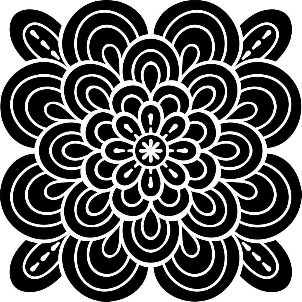 Printtoo Floral Mandala Padrão Quadrado Madeira Borracha DIY Carimbo Scrapbooking-2 x 2