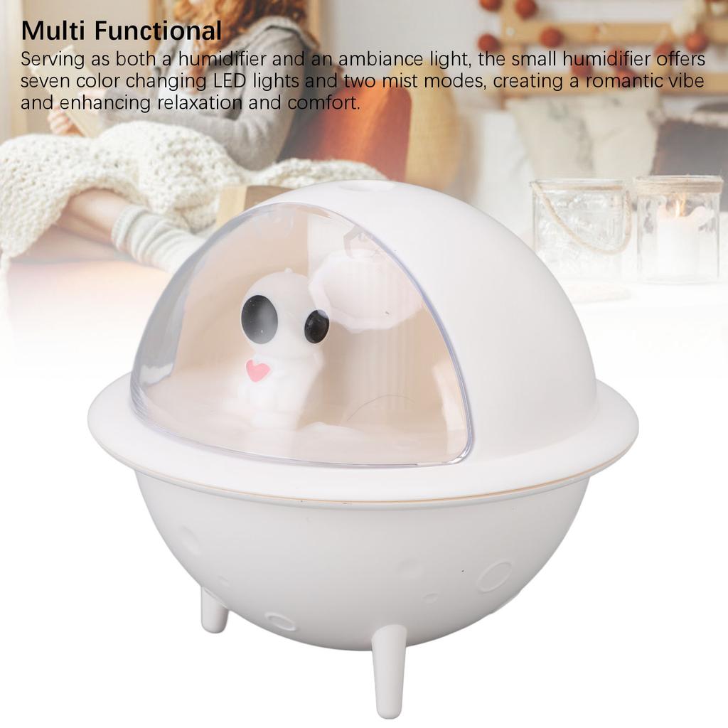 Bordluftfukter Bærbar Stor Tåkeutgang med Fargerikt Lys Hvit 350ml Mini Luftfukter for