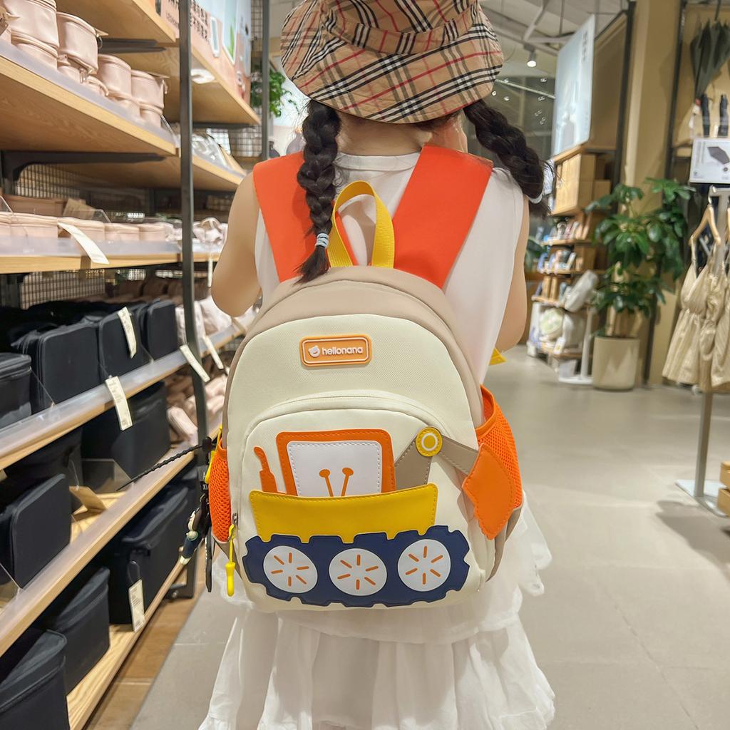 Schoolbag new cartoon construction car children's backpack kindergarten primary school students casual schoolbag men and women children outdoor