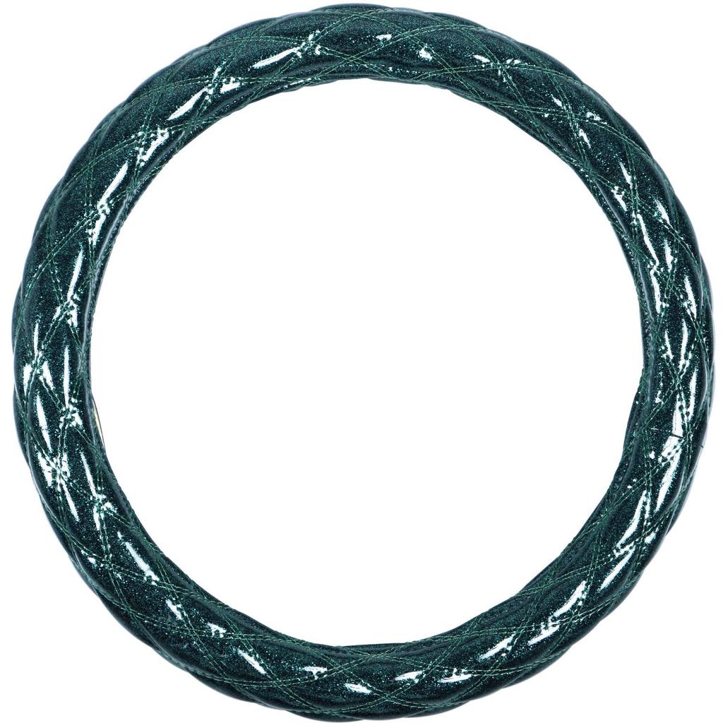 Jet Inoue Fluffy Steering Wheel Type Green 588566 Double-Stitched Cover, A, 2HSB, Metallic,