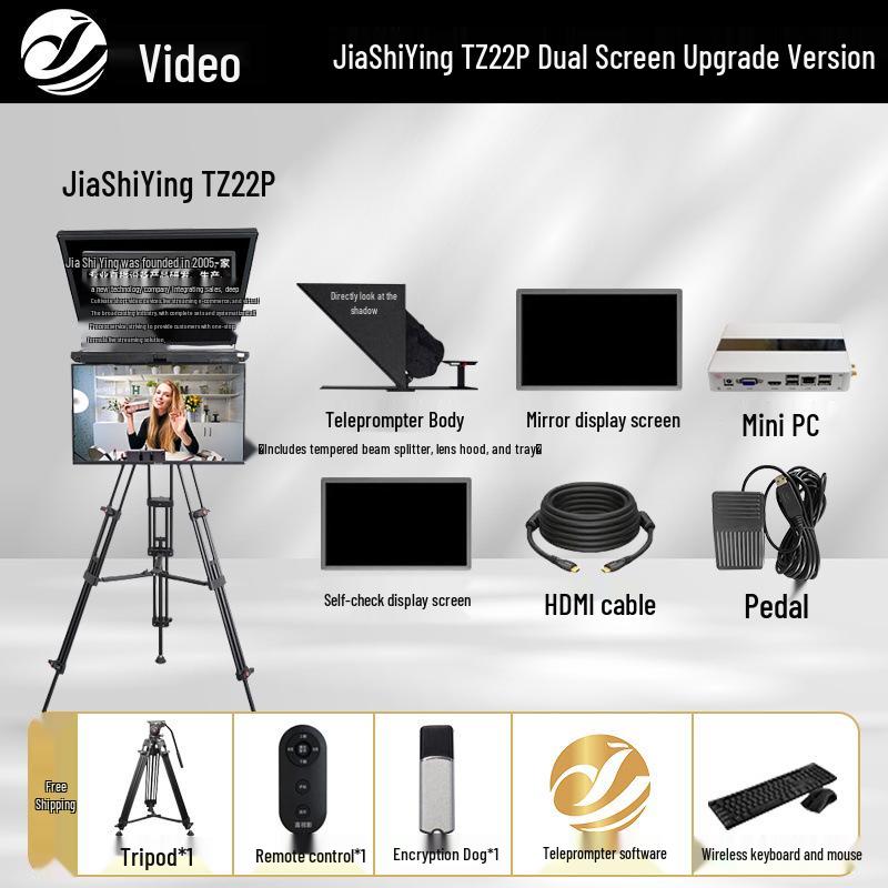 Teleprompter Inteligente Jia Shi Ying TZ20pro: Pantalla Grande, Compatible con USB para Transmisiones en Vivo Profesionales y Cámaras DSLR.