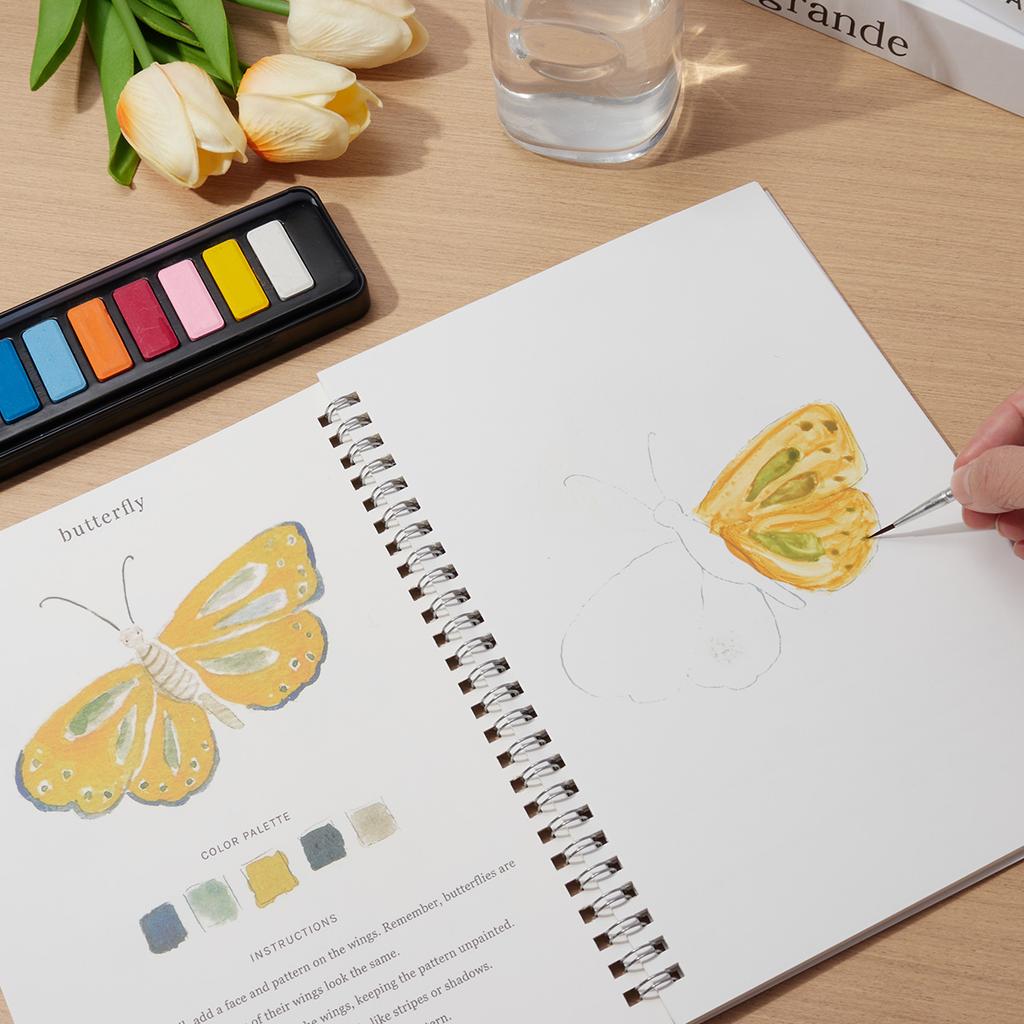 2/4 PCS Watercolor Painting Workbook for Beginners – Step-by-Step Guide To Easy Nature Scenes, Learn To Paint Instructional Book