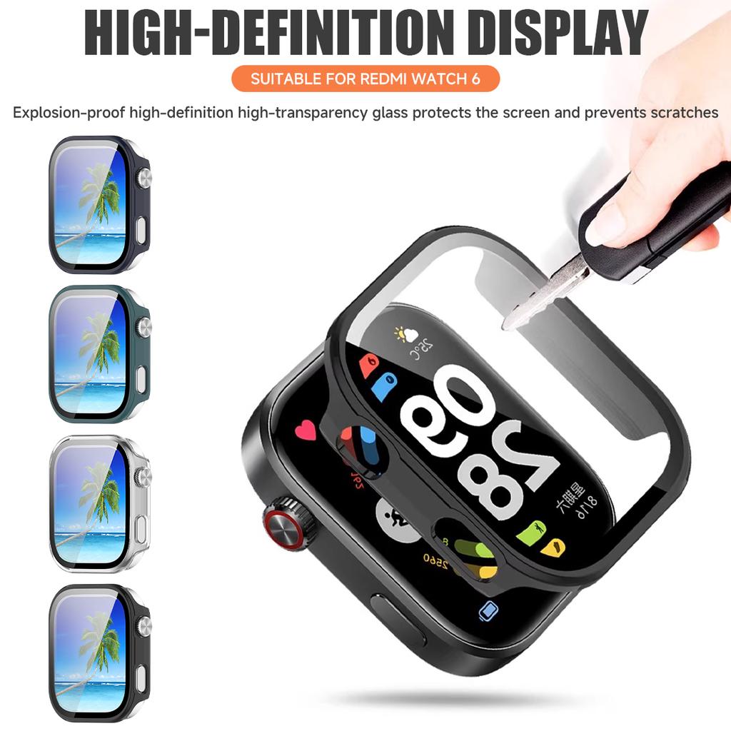 Case+Tempered Glass For Redmi Watch 6 Anti-drop Scratch Cover Bumper For Redmi Band 6 Smartwatch Screen Protector Shell