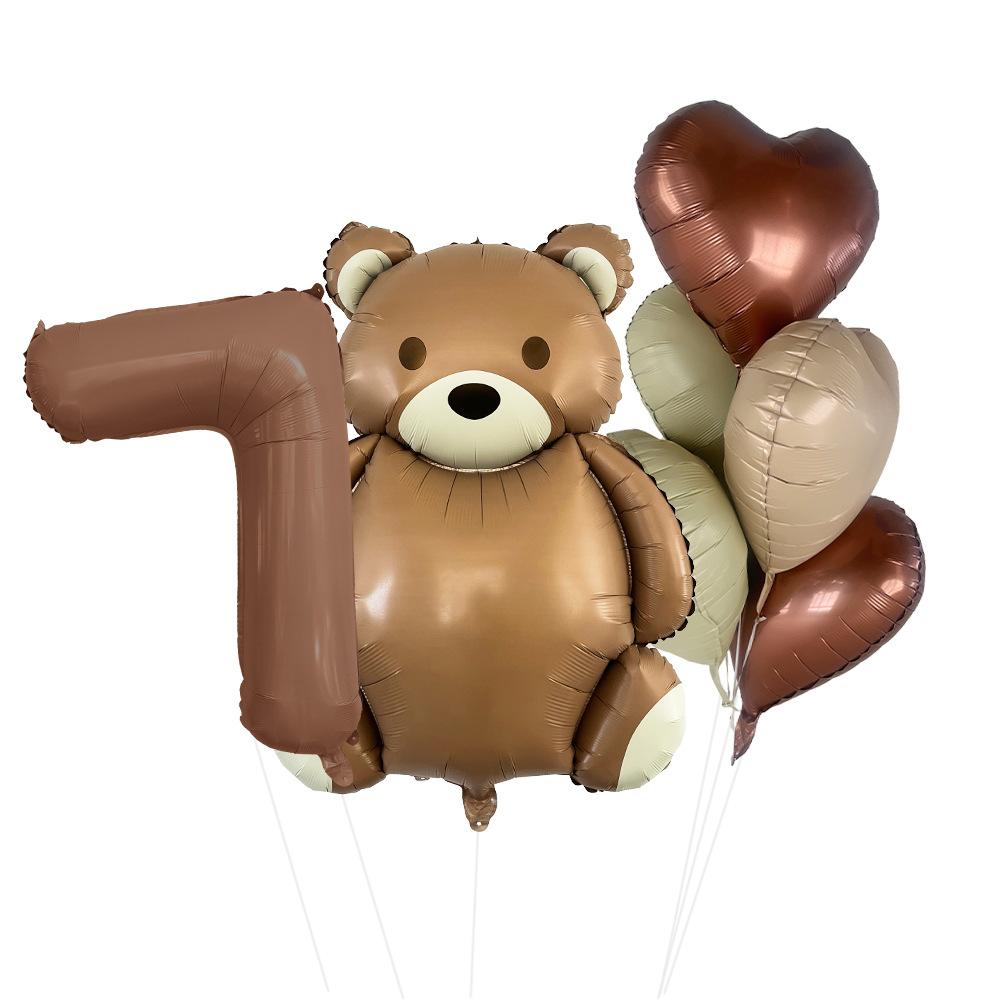 Matte Bear Aluminum Film Balloon Set Love Digital Children'S Birthday Party Decoration Decoration Bear Birthday Party