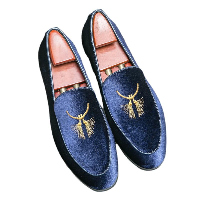 Fashion New Blue Flock Loafers for Men Casual Shoes Breathable Slip-On Men Shoes  Zapatos Casuales Para Hombres Men Shoes