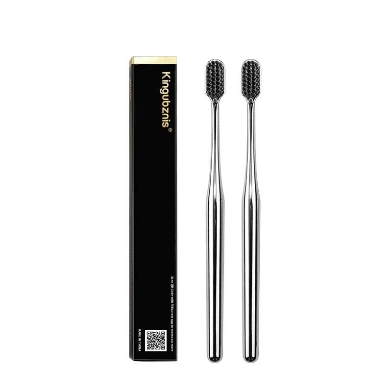 Kingubznis Gold Toothbrush Luxury Gold Silver Teeth Brush Men Women Adult Toothbrushes New Electroplated Dental Brushes