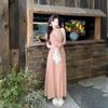French style kink V-neck polka dot suspender skirt women's summer new waist beautiful A-word length
