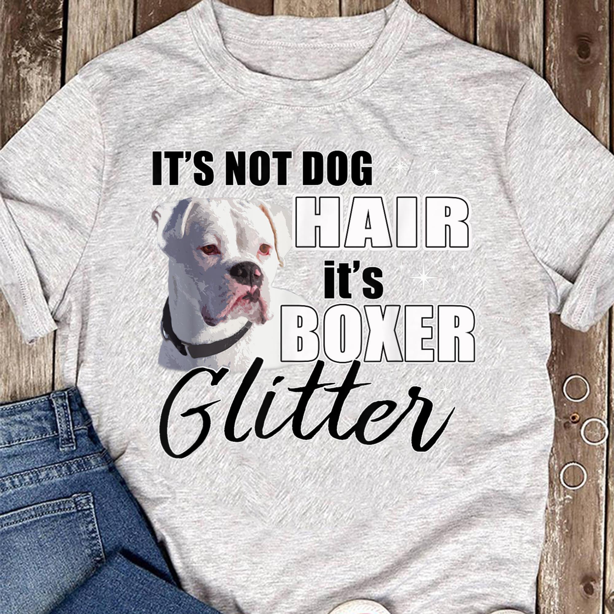 Boxer Dog Glitter T-Shirt Funny Dog Lover Women T Shirts Cotton Tops S серый