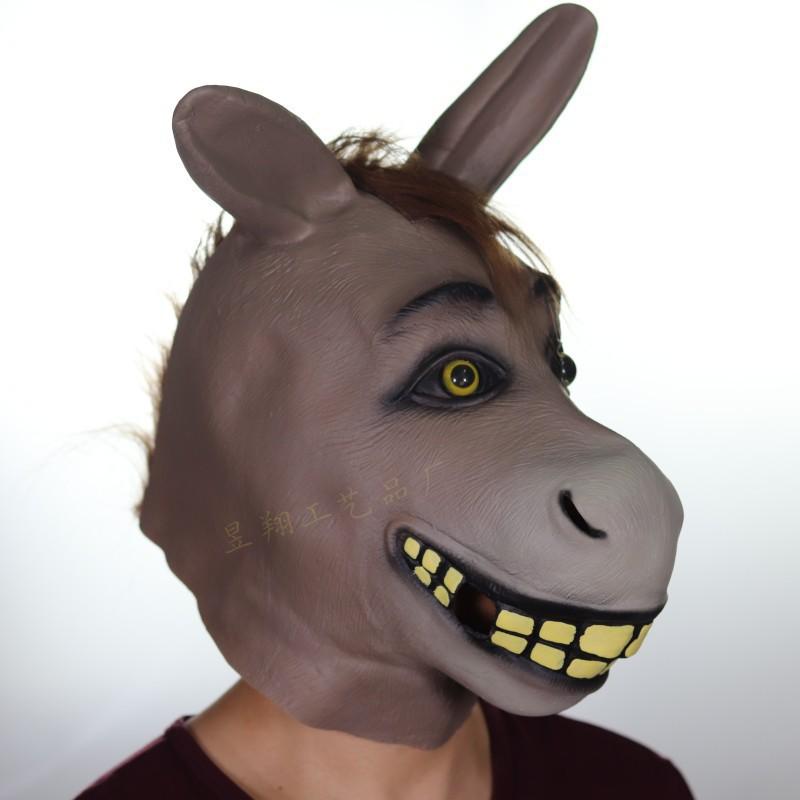 Funny Donkey Head Mask Animal Costume Prop Halloween Party Cosplay