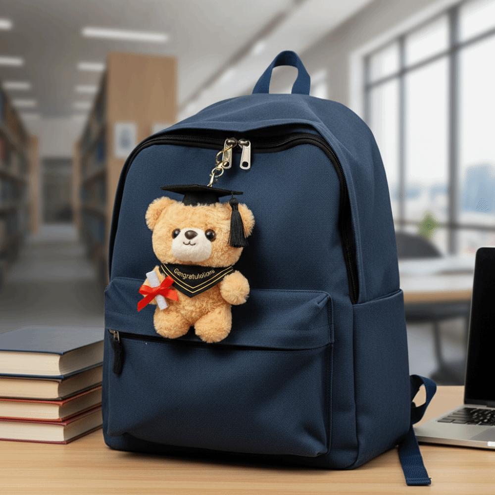 Cute Graduation Bear Doll 15cm Plush Doll Keychain Decor Accessory Bear Pendant Toy  Souvenir