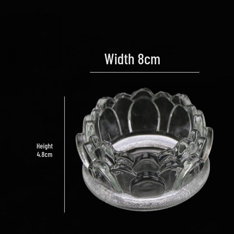 Buddha Offering Lamps: Smokeless Edible Ghee High-Foot Lotus Glass Candlestick Holder