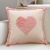 Valentine's Day Throw Pillow Cover 18" x 18" 3D Embroidered Soft Tufted Pink Pillowcase Plush Faux Fur Pillow Cover