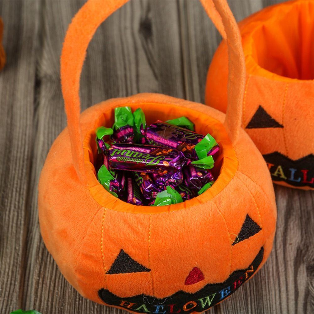 Trick or Treat Pumpkin Candy Bucket Gifts Pouch Stuffed Cotton Tote Bags Halloween Candy Bag Kids