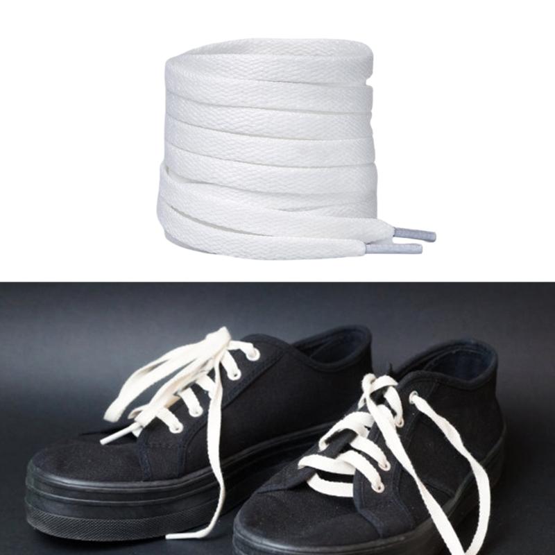 1 Pair 8mm Wide Flat Shoelaces Polyester Replacement Multicolor Shoes Strings For Trainers Sneakers And Casual Shoes