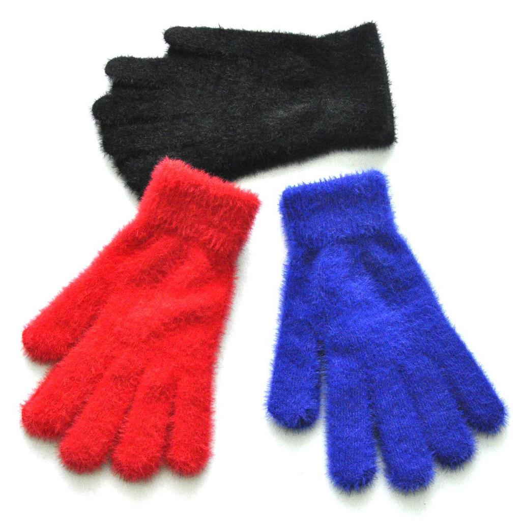 Men Women Winter Thicken Plush Warm Gloves For Student New Solid Color Mink Velvet Knitted Mittens Outdoor Cycling Skiing Gloves
