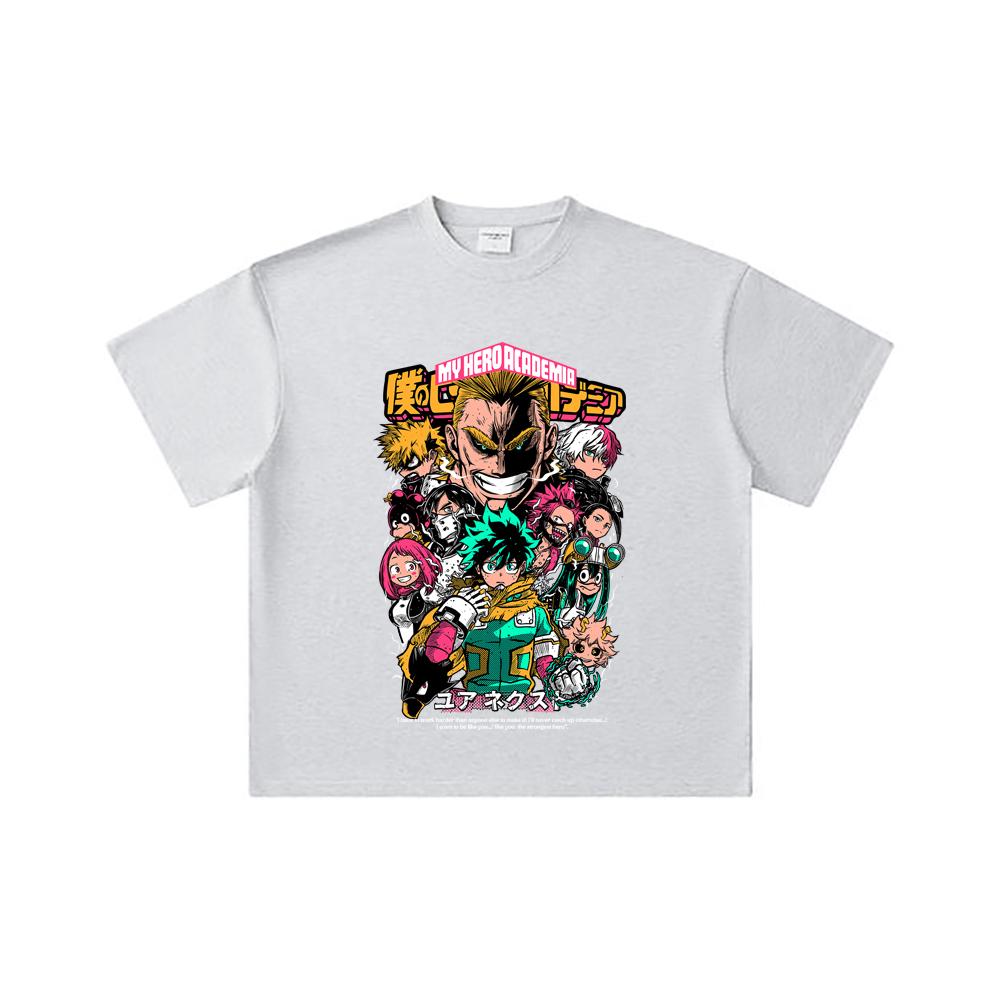 260 GSM Doppelgarn 32er Zählung 100% Baumwolle My Hero Academia V6 Druck Unisex Schweres Baumwoll-T-Shirt