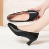 Professional Commuter Shoes, Mid-to-high Heels, Versatile Formal Leather Shoes, Women's Black Work Shoes