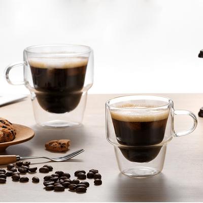 Doppelwandiger stapelbarer Glasbecher Kreative verdickte Modelle Haushaltswasserbecher Borosilikat Hitzebeständiges Glas Kaffeetassen