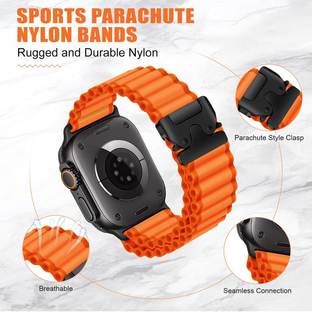 Apple Ultra2 Ocean iWatch S11/10/9/8 için Uyumlu Kayış: Paraşüt Tokalı Off-Road Naylon Spor Kordon