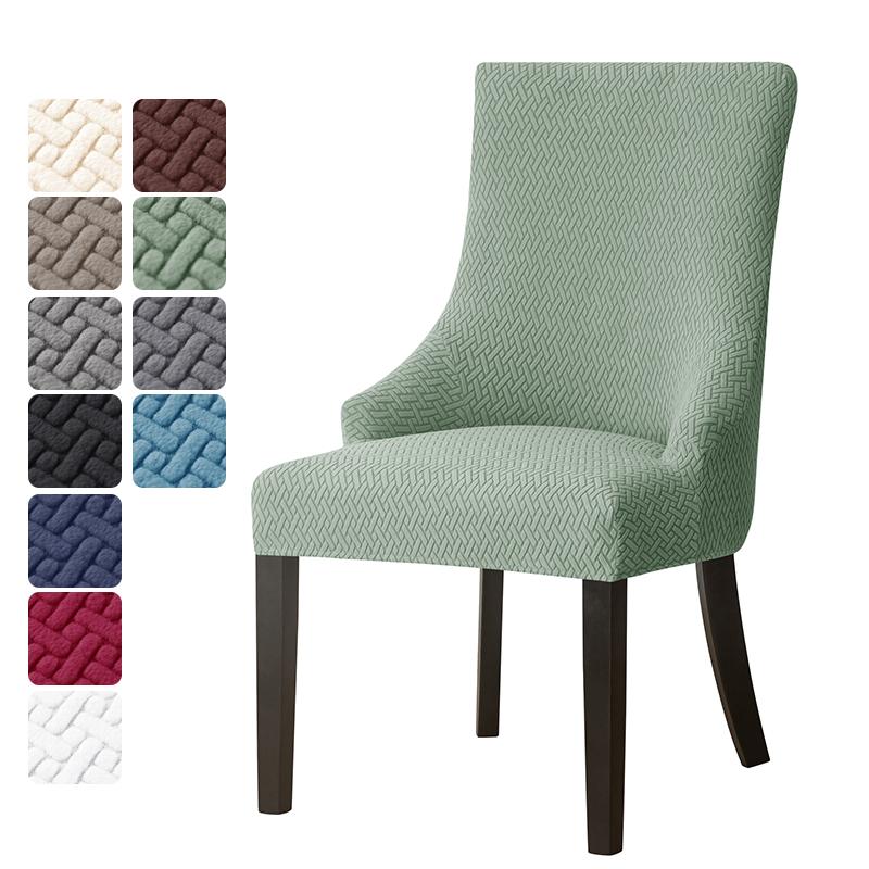 Jacquard Dining Chair Covers Elastic High Back Sloping Chair Cover Strech Accent Wedding Chairs Seat Slipcover for Home Party