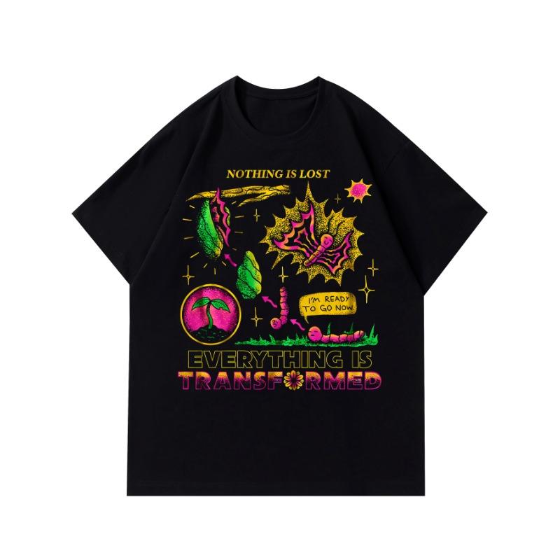 

Tees for Men, Metamorphosis Butterfly Print T Shirt, Casual Short Sleeve Tshirt for Summer Spring Fall, Tops As Gifts 4XL чорний