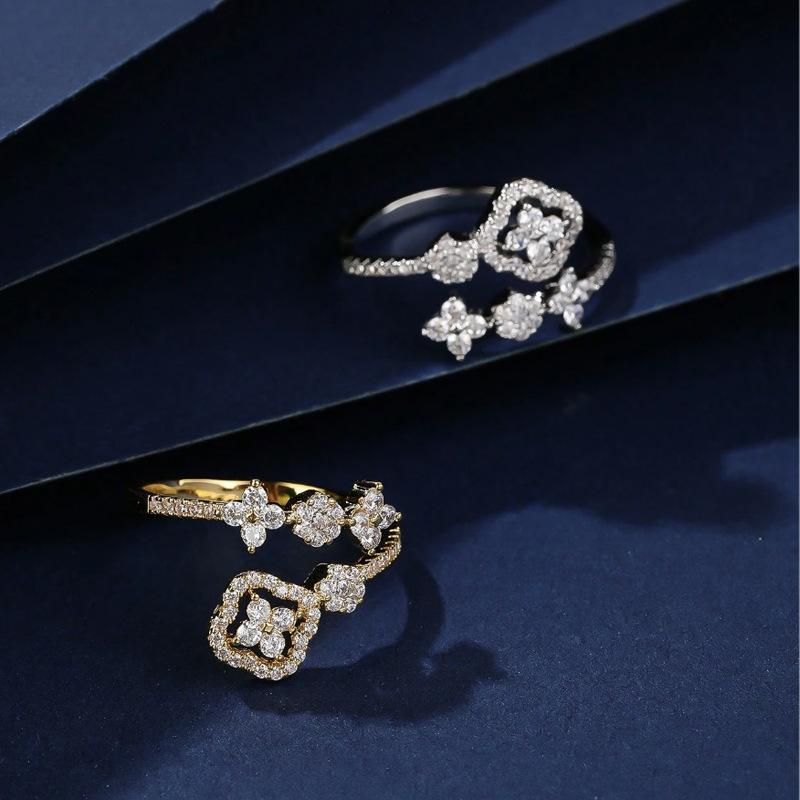 Fashion, personality, niche, exquisite design, floral ring, cool style