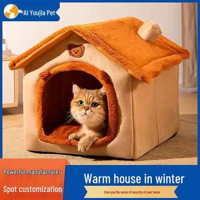 Cozy Cat & Dog Bed: All-Season, Detachable, Washable, Enclosed Villa