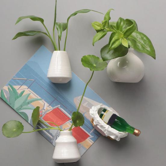 Mini Ceramic Vase Refrigerator Magnet Home Office Kitchen Locker Fridge 3D Miniature
