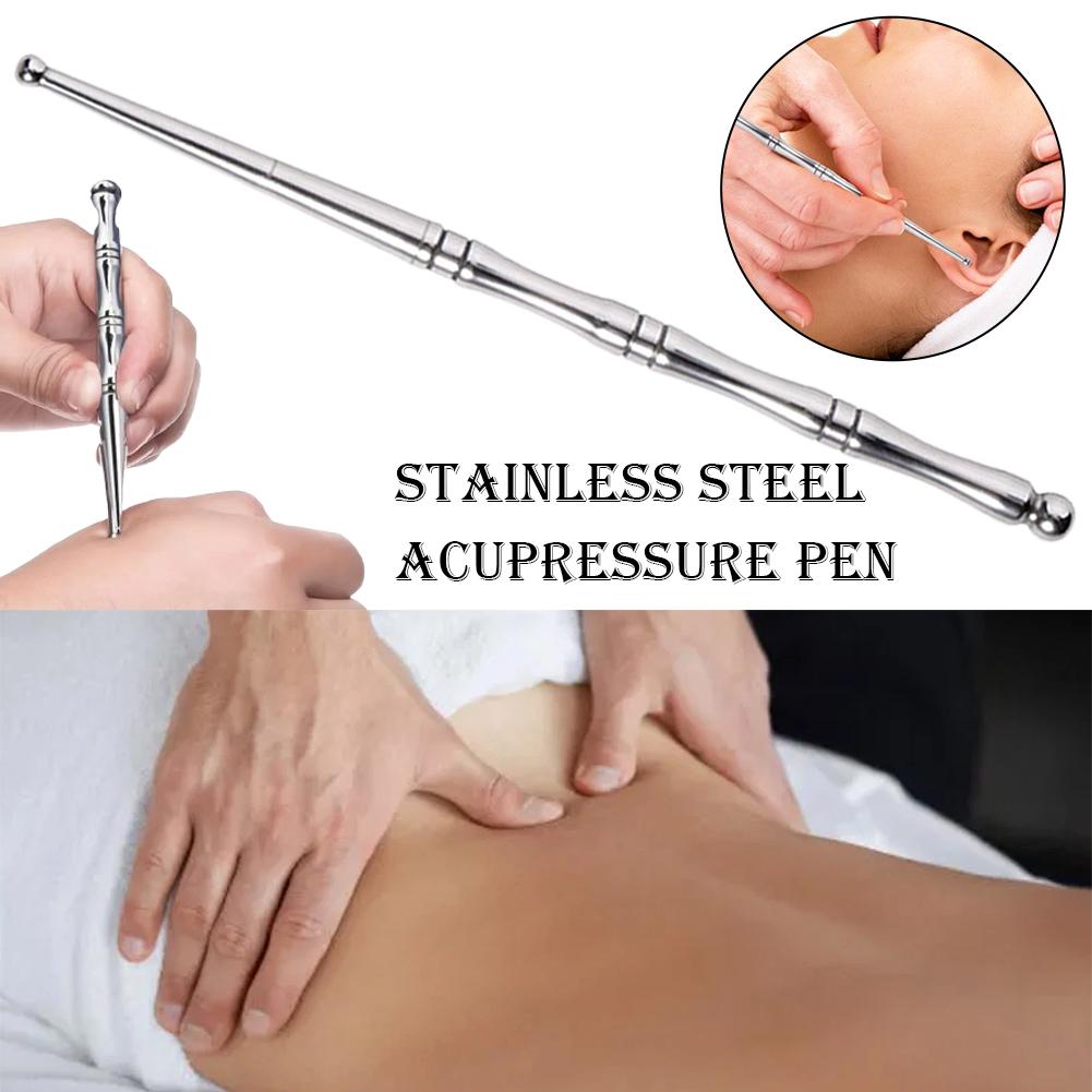 Acupuncture Pen, Stainless Steel Manual Acupoint Pen Facial Reflexology Tool, Trigger Point Massager Tool, Deep Tissue Massage