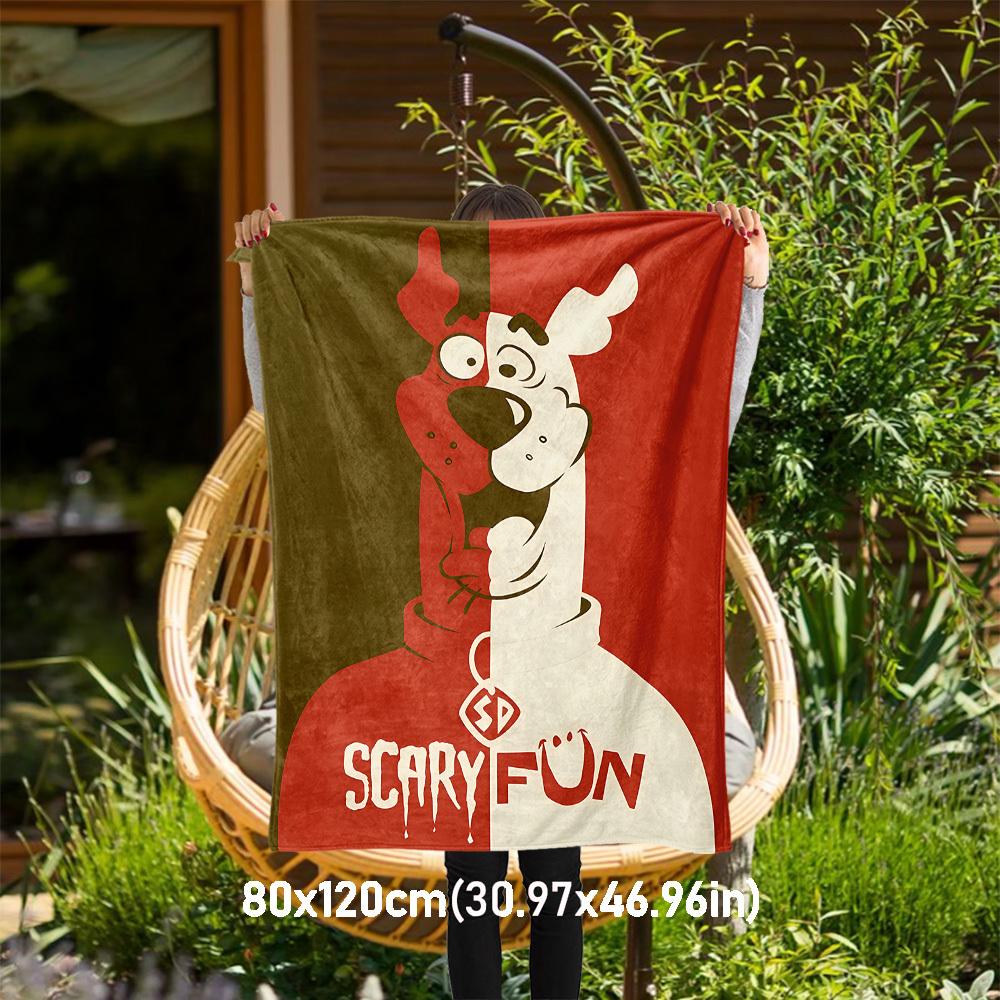 

1pc SCARY FUN SCOOBY-DOO Outdoor Blanket - Throw Blanket, Soft , Flannel Blankets, Living Room, Travel, Camping-1102139 80x120cm