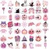 50-Piece Pink Halloween Series Graffiti Stickers - PVC Waterproof Decorative Decals for Phone Cases, Luggage & Notebooks