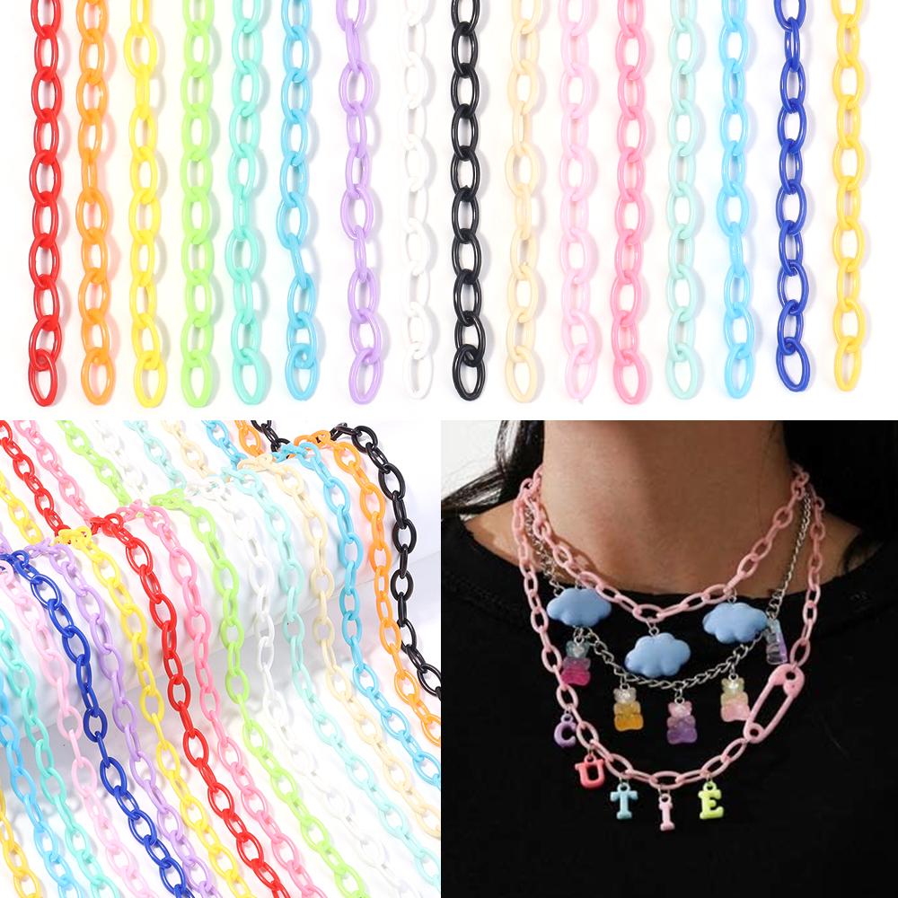 5pcs/lot 50cm Plastic Link Chain Colorful Extension Chains For Jewelry Making DIY Bracelet Necklace Phone Key Bag Chain Supplies