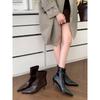 Boots Women's Fleece Skinny Boots Thin Heel High Heel Pointed Head Temperament Soft Leather Back Zipper Short Boots