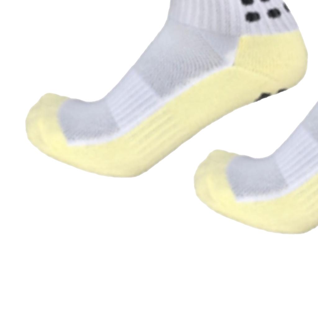 1 Pair Slip Resistant Mid Socks Thickening Comfortable Breathable Grip Athletic Sport Sock for Football White
