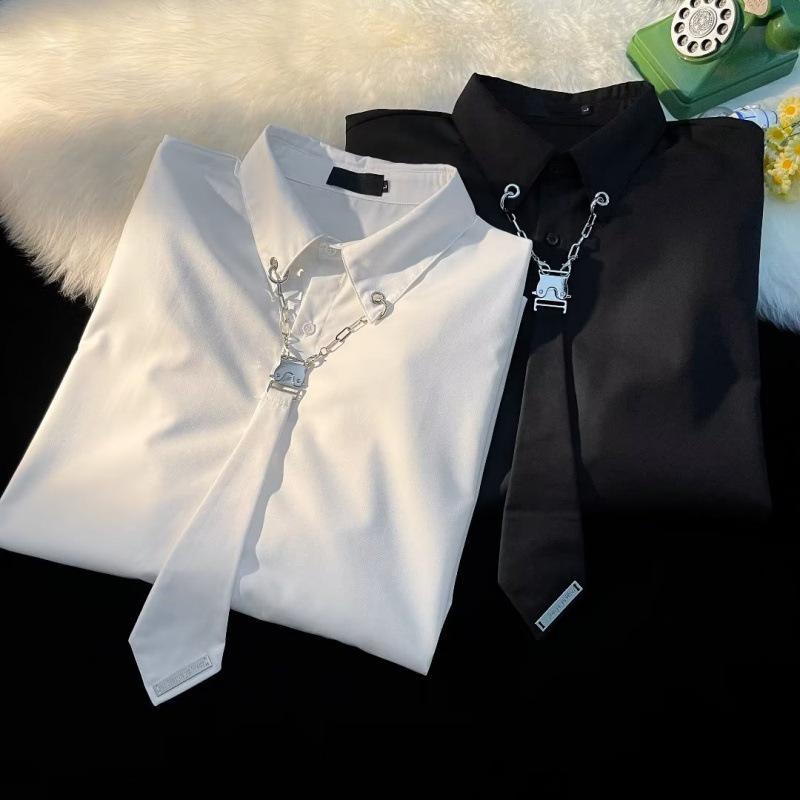 

Мужская модная повседневная пляжная рубашка с коротким рукавом в японском стиле L чёрный