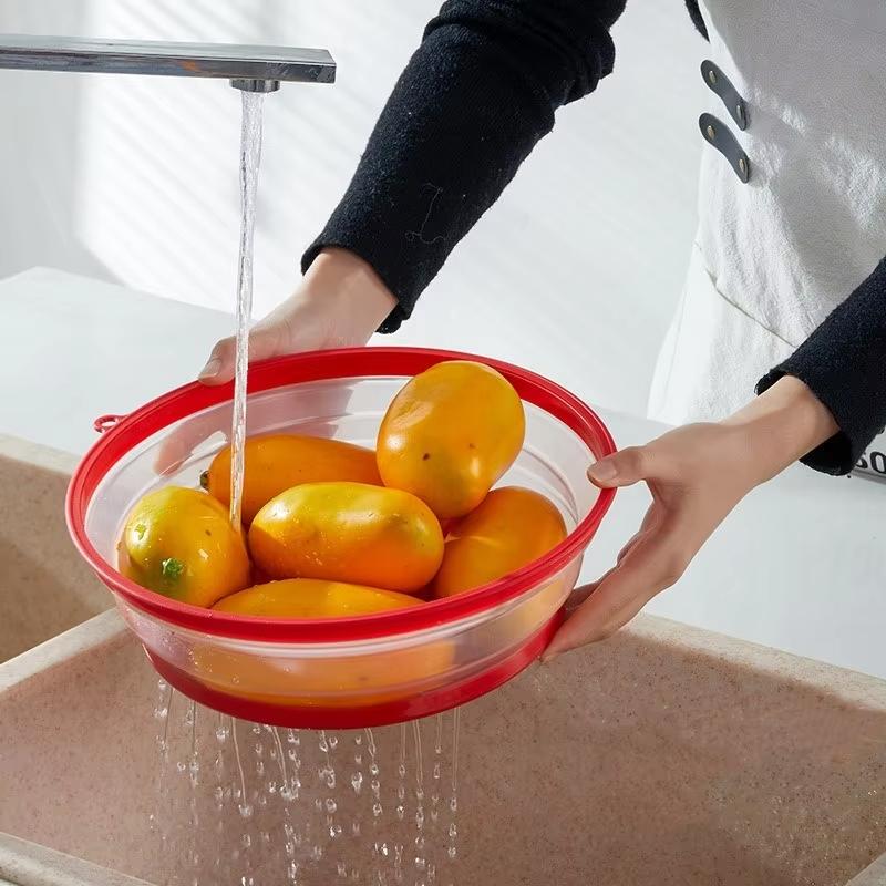 Microwave Splatter Cover Heating Folding Cover Silicone Fresh-keeping Cover Oil-proof Splash-proof Cover with Hook Cooking Lids