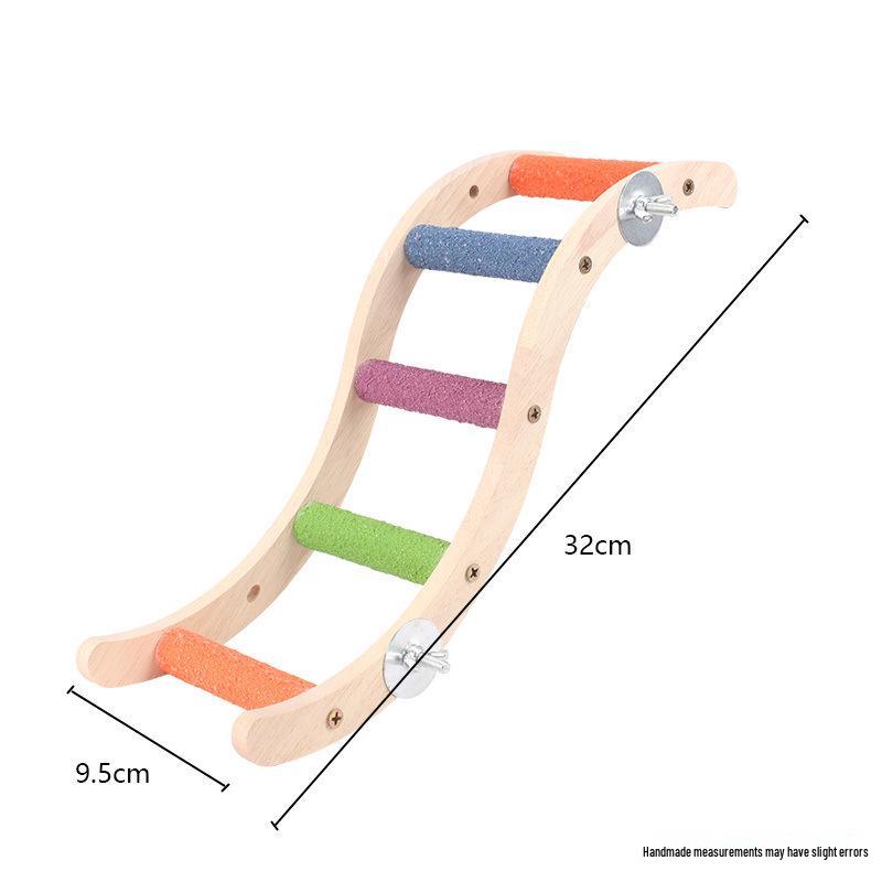 Budgie Toys Wooden Climbing Rope Ladder - Peony Interactive Swing & Beak Grinder for Small Birds In Birdcages