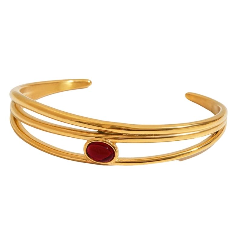 

Lightweight Openwork Multilayer Bangle Adjustable Closure Wrist Bracelet Stainless Steel Jewelry For Stackable 1